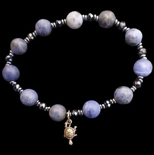 Purple Beaded Bracelet W/Baby Turtle 🐢, Stretch Band